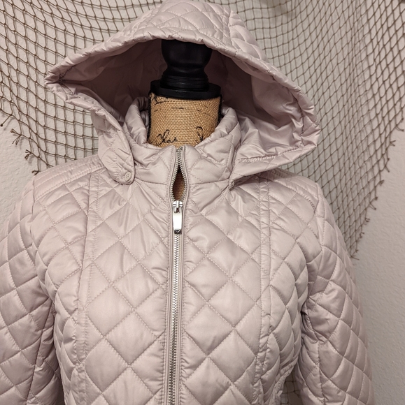 Via Spiga Women's Diamond Quilted Mid-Length Winter Jacket with Attached Hood - Picture 2 of 11